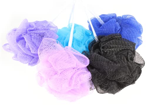 חבילה של 5 מקלחת אמבטיה עטופה בנפרד ספוג לופאה של רשת Pouf Ball Scrubber צבעים מגוונים