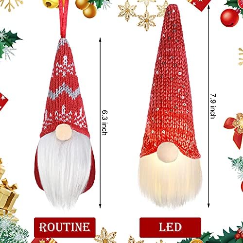 12 חתיכות סנטה גנום עם גנום שוודי קטיף LED עם גמדי חג המולד קלים בעבודת יד קישוטים תלויים קישוטים וינטג