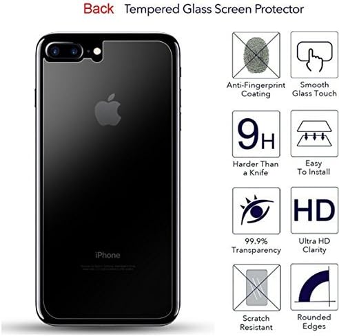 אייפון 8 פלוס / אייפון 7 פלוס מגן מסך קדמי ואחורי 2 חבילות, מגן קדמי + אחורי אחורי זכוכית מחוסמת ללא