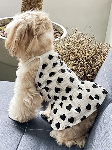 Qwinee Heart הדפס כלב שמלת חתול שמלות כלב שמלות נסיכה מסיבת יום הולדת יום הולדת גור חצאית טוטו צ'יוואווה