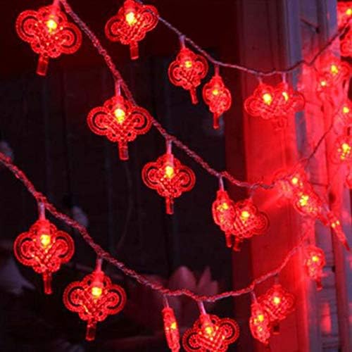 אדום סיני קשר מחרוזת אורות פיות לילה אורות נחושת זר זר תליית מנורת סוללה מופעל עבור בית מסיבת חתונת