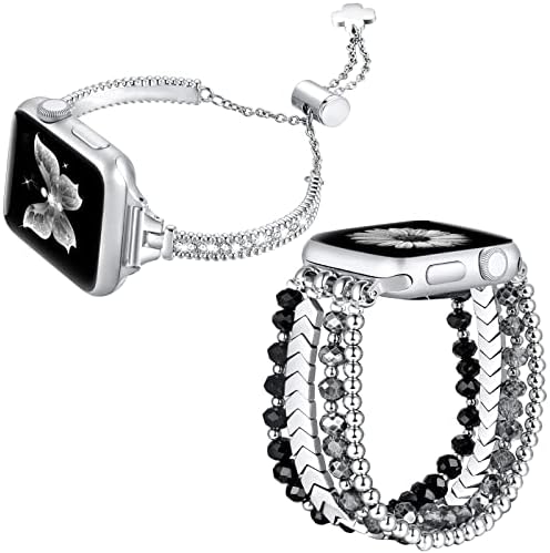 FastGO תואם לצמיד להקת Apple Watch לנשים, עבור IWatch 44 ממ 45 ממ 49 ממ 42 ממ, בלינג חרוזים סדרת רצועות