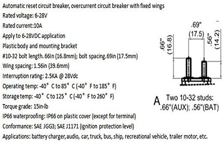 RKURCK 12/24V Stud Stud סוג 30A מפסק איפוס אוטומטי עם כיסוי אדום