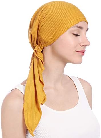 נשים בנדנה נקשרות לפני הצעיף של ראש כימו טורבן כובע שיער לכיסוי שיער שינה לנשים כובע שינה