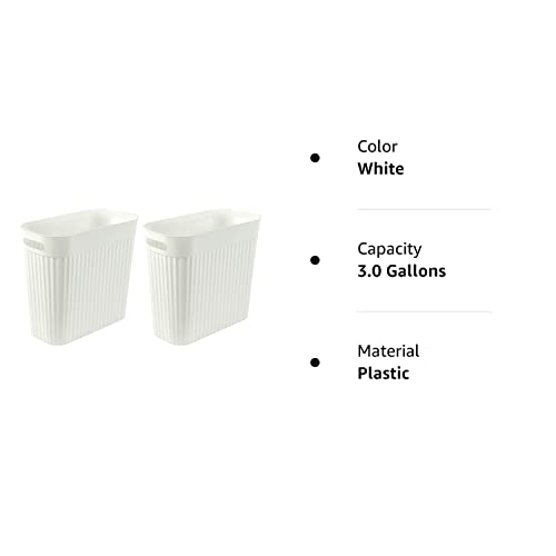 BESUMA פלסטיק דק מלבני זבל קטן יכול לבזבז סל, סל מיכל זבל עם ידיות לחדר אמבטיה, מטבח, משרד ביתי, מעונות