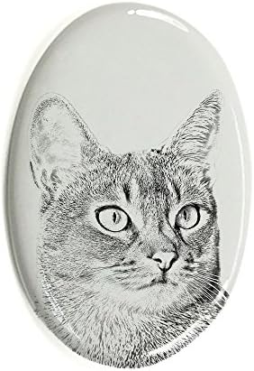 ארט דוג, מ.מ. אביסיני, מצבה סגלגלה מאריחי קרמיקה עם תמונה של חתול