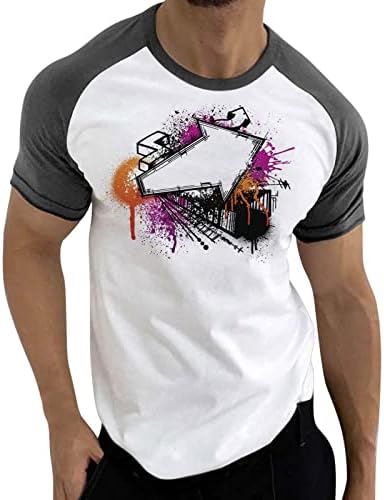 חולצות טריקו של שרוול קצר של XXBR לקיץ לגברים, רחוב צבע רחוב הדפס גרפי, צוואר טי צוואר צמרות אימון מזדמן