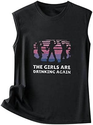 למעלה בנות קיץ סתיו ללא שרוולים בגדי צוות צוואר צווארון כותנה גרפי רופף בכושר למעלה אפוד טי עבור נשים