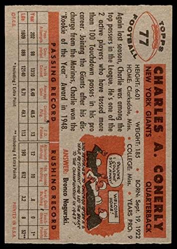 1956 Topps 77 Charley Conerly New York Giants-Fb VG/Ex Giants-FB מיסיסיפי