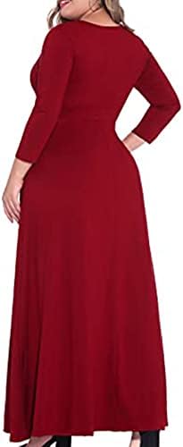 בתוספת גודל ערב המפלגה מקסי שמלת נשים סקסי עם צווארון מוצק צבע ארוך שרוול קוקטייל שמלות לחתונה אורח
