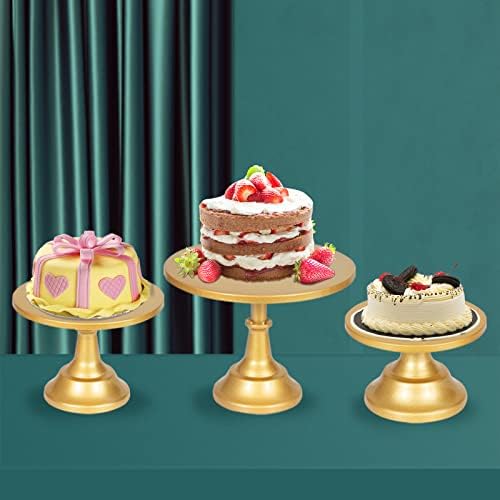 עמדת עוגות Hombtce, סט תצוגת שולחן קינוחים, 12 חתיכות עוגות עוגת מתכת זהב, מגשי מאפה, סט עמדת עוגות