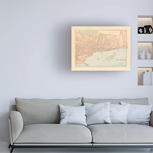 אמנות סימן מסחרי אמנות 'מפה של מונטריאול' אמנות קנבס מאת פורטפוליו אפל פראי 14x19