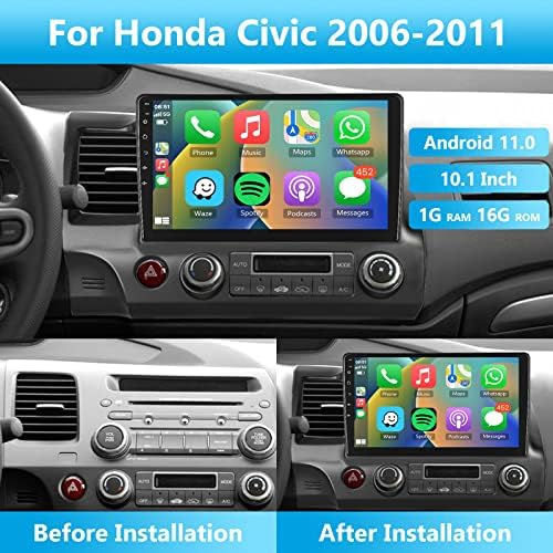 עבור הונדה Civic 2006-2011 Carplay Wireless Android Setero Setero Settero תומך באנדרואיד אלחוטית Auto