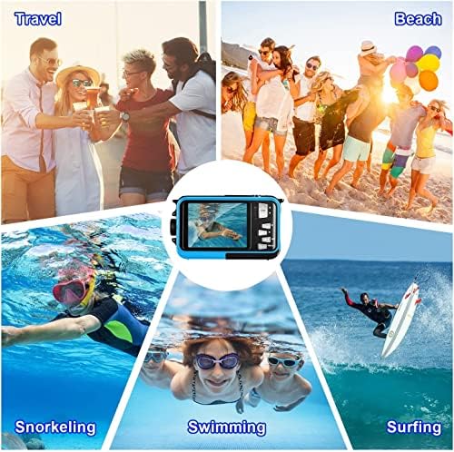 מצלמה אטומה למים, מצלמה מתחת למים של 2.7K HD, מצלמה אטומה למים דיגיטלית עם 48 מגה -פיקסל 16x זום דיגיטלי,