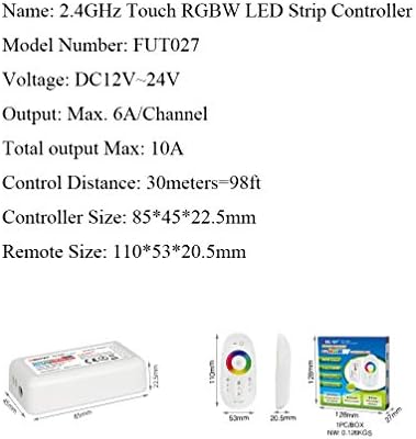 LGIDTECH FUT027 MIBOXER RGBW LED מרחוק+תיבת מקלט בקר 12-24V, תואמת ל- 5050 3528 וכו '. נורות רצועת LED