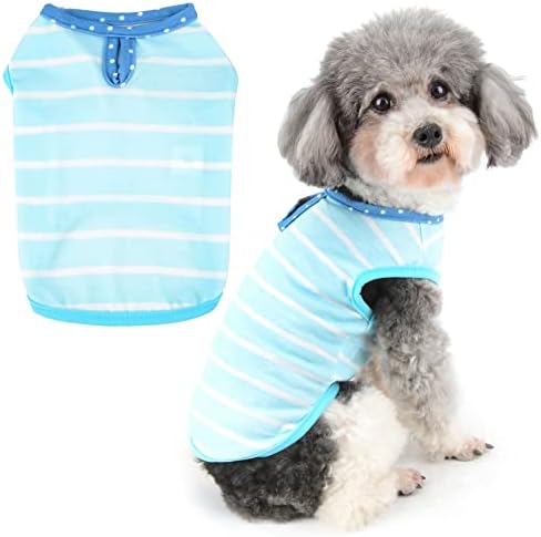חולצת כלבים רנפי לכלבים קטנים בנות בנות פסים ללא שרוולים חולצות טריקו גורות נמתחות רכות עם רצועה חור