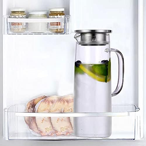 Auxmeware - קנקן זכוכית עמיד בחום עם מכסה וזרבובית, כדורי תה קרות מזכוכית קנקני משקאות למקרר, קנקן מי