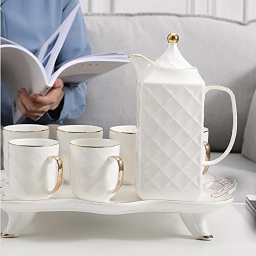 UXZDX ARGYLE דפוס קרמיקה לבנה סט תה אחר הצהריים תה תה תה על כוס תה בית ציוד.
