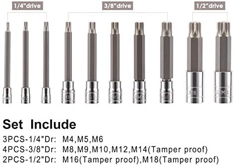 CASOMAN SPILINE TIP SPINT SECKET SECKET SECTIC, M-TYPE, S2 ו- CR-V פלדה, אורך 4 'ארוך במיוחד 4' ', M4-M18