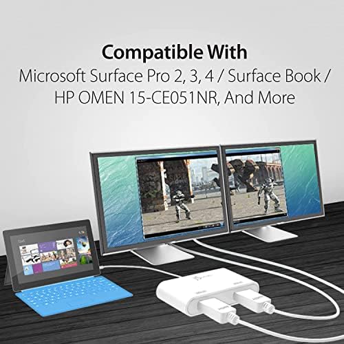 J5create Mini Displayport למתאם כפול 4K HDMI MST, תואם ל- Microsoft Surface Pro 2, Surface Book, HP