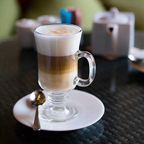 ספלי קפה קפה אירי קפה צורה מלכותית ברגל 8 גרם. סט של 2 קפוצ'ינו של זכוכית קיר עבה, סיידרס משולבים, שוקולדים