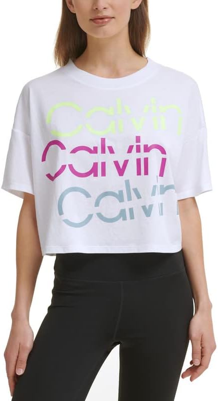קלווין קליין ביצועים נשים של פרוס לוגו קצוץ חולצה