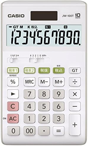 מחשבון Casio רגיל W קביעת שיעור מס וחישוב מס פשוט הקלד את ה- 10 ספרות JW-100T-N White