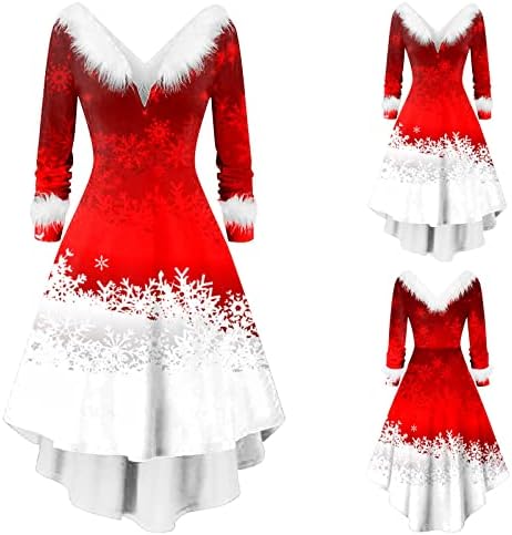 שמלות חג מולד לנשים 2022 מסיבת שרוול ארוך שמלה מזדמנת שמלה משובצת משובצת שמלת סתיו מכוערת שמלת קוקטייל