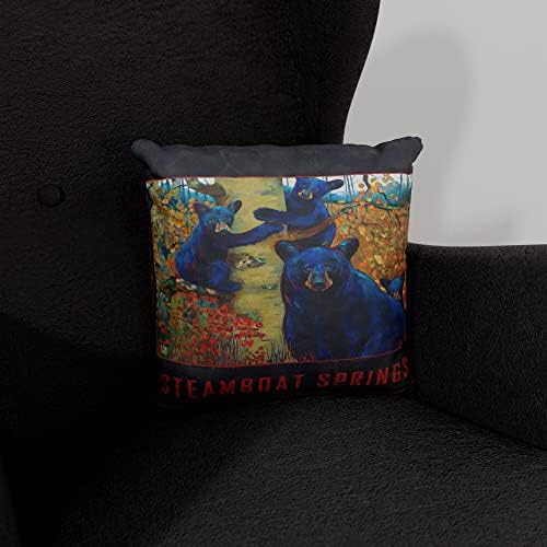 Steamboat Springs דוב קנבס אילן יוחסין זורק כרית לספה או ספה בבית ומשרד מציור שמן מאת האמן קארי לר 18