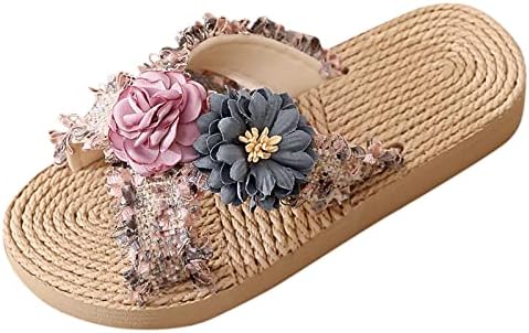 נעלי ילדים בנות בנות סוליות עבות משקל קל להחליק על פרח בוהן פתוחה נעליים שטוחות תינוקות נוחות