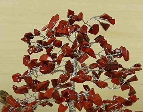 רייקיירה אדום ג'ספר עץ פנג שואי רייקי ריפוי אבן שולחן רוחני תפאורה - חוט כסף