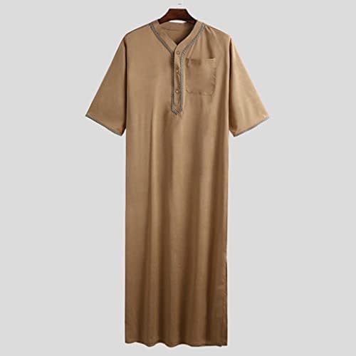 מוסלמי תובי לגברים שרוול קצר ארוך חלוק קפטן אסלאמי רמדאן שמלת ג'ובה דובאי בגדי חולצה ארוכים