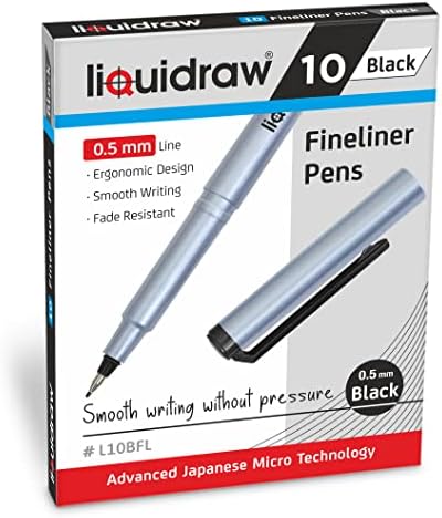 עטי פינלינר שחורים, סט של 10, עטי פינלינר משובחים 0.5 מ מ עטים בצבע שחור לאמנים, אדריכלים, רישום, רישום