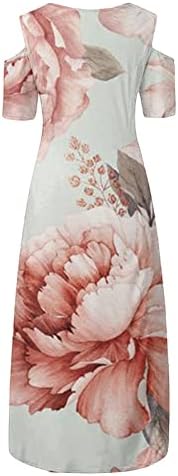שמלת MIDI בגודל פלוס לנשים מחוץ לשמלת כתף בגודל בוהו בתוספת הדפס שמלת קו פרחים נשים נשים עטוף מזדמן