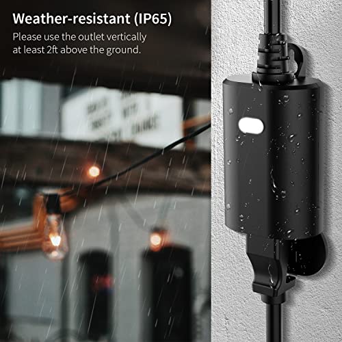 Minoston Outdoor Smart Plug התואם לתקשורת WiFi של HomeKit תואם חכם תואם ל- Siri, Alexa, Google Assistant,