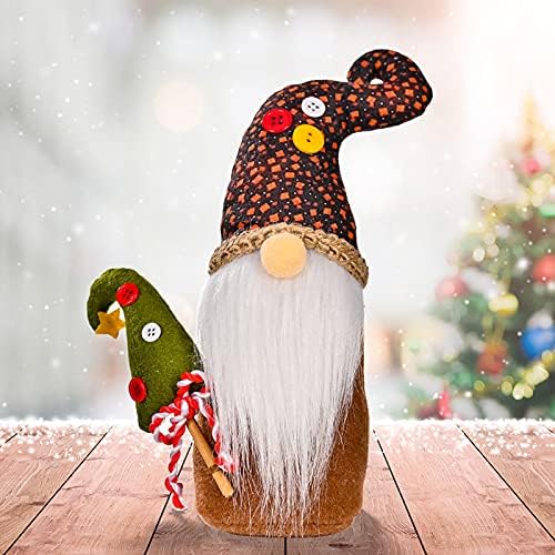 כובע פסטיבל חג המולד של Riqindy בובה חסרת פנים רודולף גמד, קישוט קני סוכריות חג, תליון עץ חג המולד