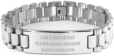 גאה אבא של מדהים רדיו מפעיל, רדיו מפעיל סולם נירוסטה צמיד, מצחיק מתנות עבור רדיו מפעיל אבא