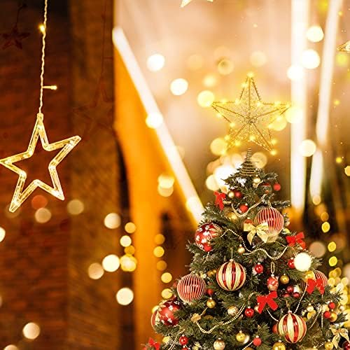 טופר עץ עץ חג המולד טופר כוכב טופר עץ חג המולד, טופר עץ חג המולד חרוזי זהב טופר עץ מואר כוכב חג המולד