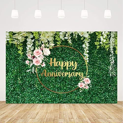 Ticuenicoa 9x6ft דשא ירוק קיר פרחוני פרחוני יום נישואין שמח לאהבת פרחים לחיים עד 10 שנים לחתונה 50 חתונה
