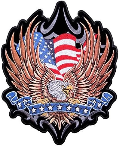 עור עליון דגל אמריקאי גדול נשר פטריוטי פטריוטי טלאי אופנוען-חום-גדול