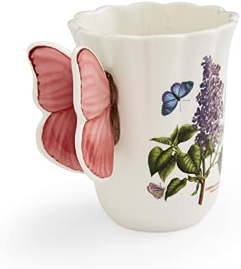 Portmeirion - קולקציית זר הגן הבוטני - ספל 14 אונקיה עם ידית פרפר פיגנית - סט של 4 כוסות קפה