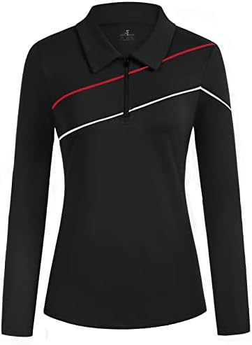 ג'ק סמית 'נשים גולף פולו חולצות יבש בכושר UPF 50+ צמרות טניס שרוול ארוך רוכסן חולצה אתלטית רזה מתאימה