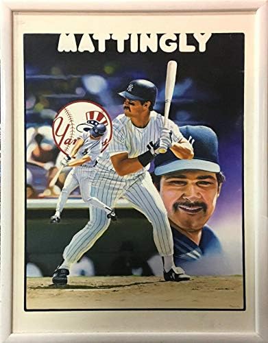 טרנס פוגארטי חתום מקורי דון מאטינגלי ממוסגר צביעה בד COA 1/1 - אמנות MLB עם חתימה