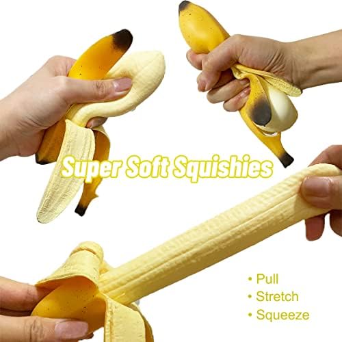 חבילה של 2 צעצועי בננה מעושנים סימולציה של צעצועי בננה בננה סחיטת צעצועים, Eutreec סופר סטרס סטרס הקלה