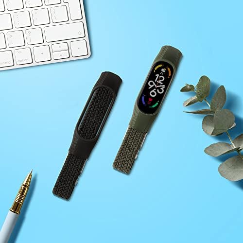 רצועת שעון Nylon Nylon Kwmobile תואמת את צמיד ה- Xiaomi Mi Band 7-2x כושר גשש כושר צמיד צמיד עם אבזם