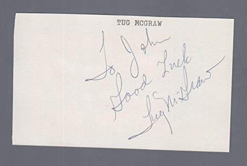 טוג מקגרו ניו יורק מטס חתום על כרטיס אינדקס עם חתימות חתוכות של הולוגרמה