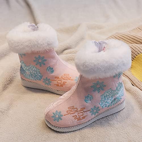 נעלי תינוקות ילדות ילדים מגפי כותנה חמים מגפיים רקומים מגפיים בסגנון לאומי מגפי כותנה נסיכה נעלי שמלת
