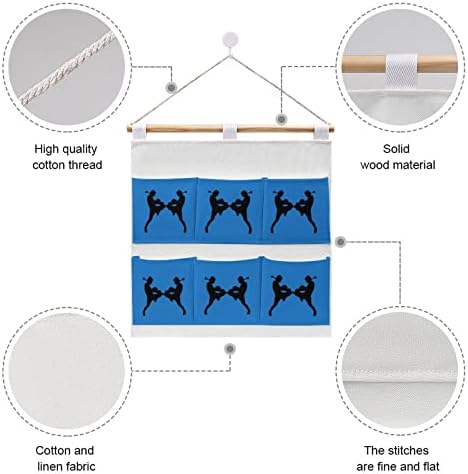 אגרוף תאילנדי צללית קיר ארון תליית אחסון תיק 6 כיסים פשתן כותנה מעל את דלת ארגונית שקיות לחדר שינה אמבטיה