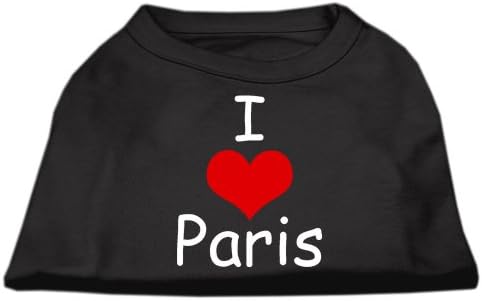 אני אוהב את Paris Design Print Print חולצה שחור XL