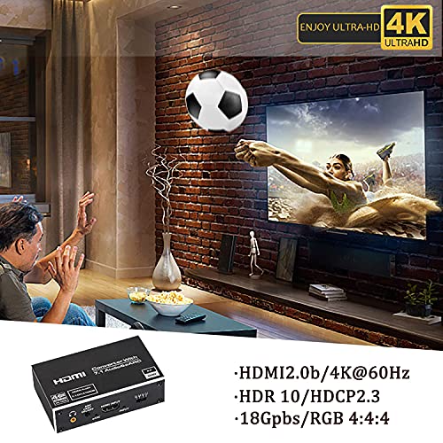 מפצל חילוץ שמע 4K HDMI, HDMI ל- HDMI + טוסלינק אופטי SPDIF + 3.5 ממ שקע שמע + קואקסיאלי + 7.1C